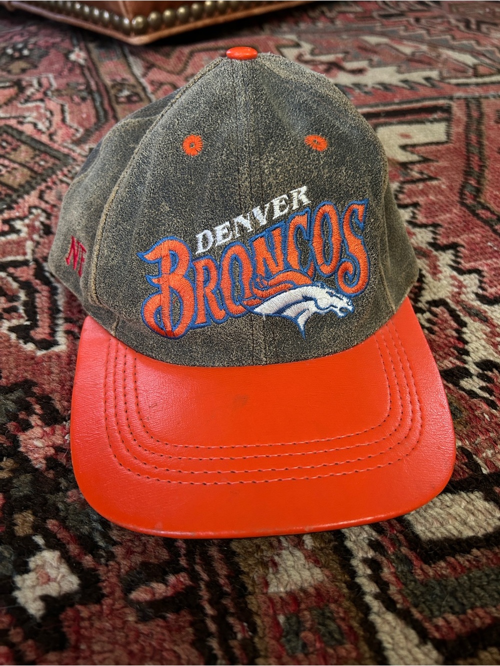 NFL Denver Broncos Vintage Leather Cap with Orange Brim